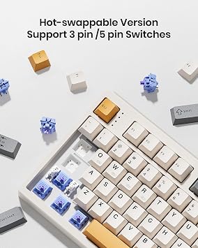 Kisnt KN104 Wireless Mechanical Keyboard, 100% Full Size with Knob, Bluetooth/2.4GHz/USB-C, Custom RGB Backlit, Hot-Swappable Linear Switch, Creamy Sound for Gaming/Typing (Retro Beige)