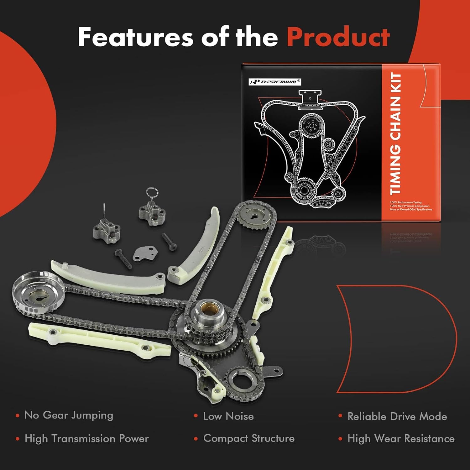 A-Premium 14PCS Engine Timing Chain Kit W/Sprocket & Tensioner & Guide Compatible with Ram 1500, Dakota & Jeep Grand Cherokee, Commande & Dodge Ram 1500, Durango, Dakota & Chrysler Aspen - V8 4.7L