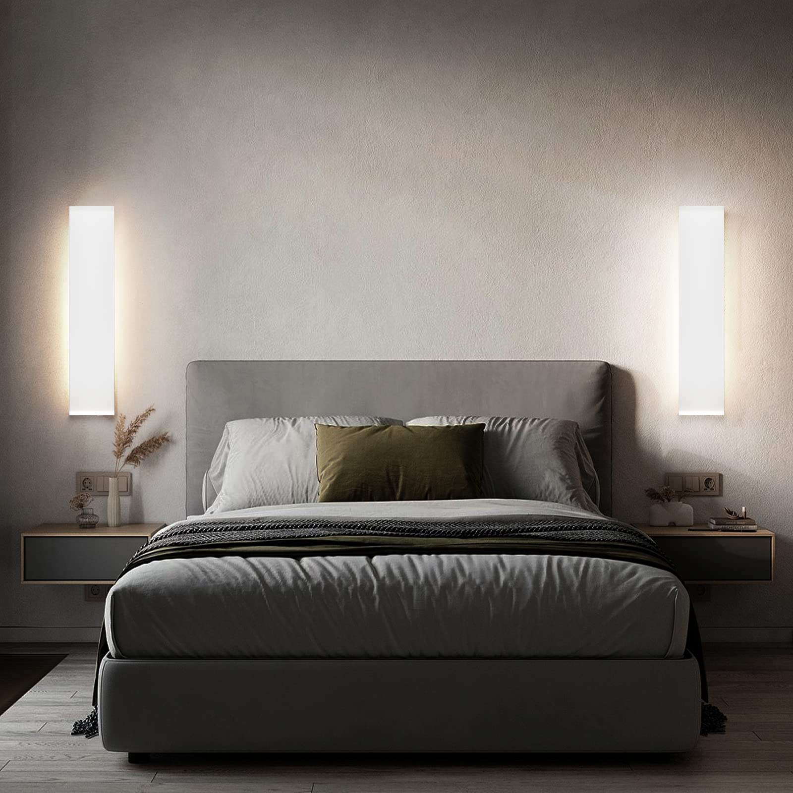 FUPE 2 pezzi 24W Applique LED da parete interno 6500K Applique Parete Interno 2880 Lumen,Lunghezza della lampada 41cm luce bianca fredda Per Ristorante Scale da Letto Corridoio parete del soggiorno
