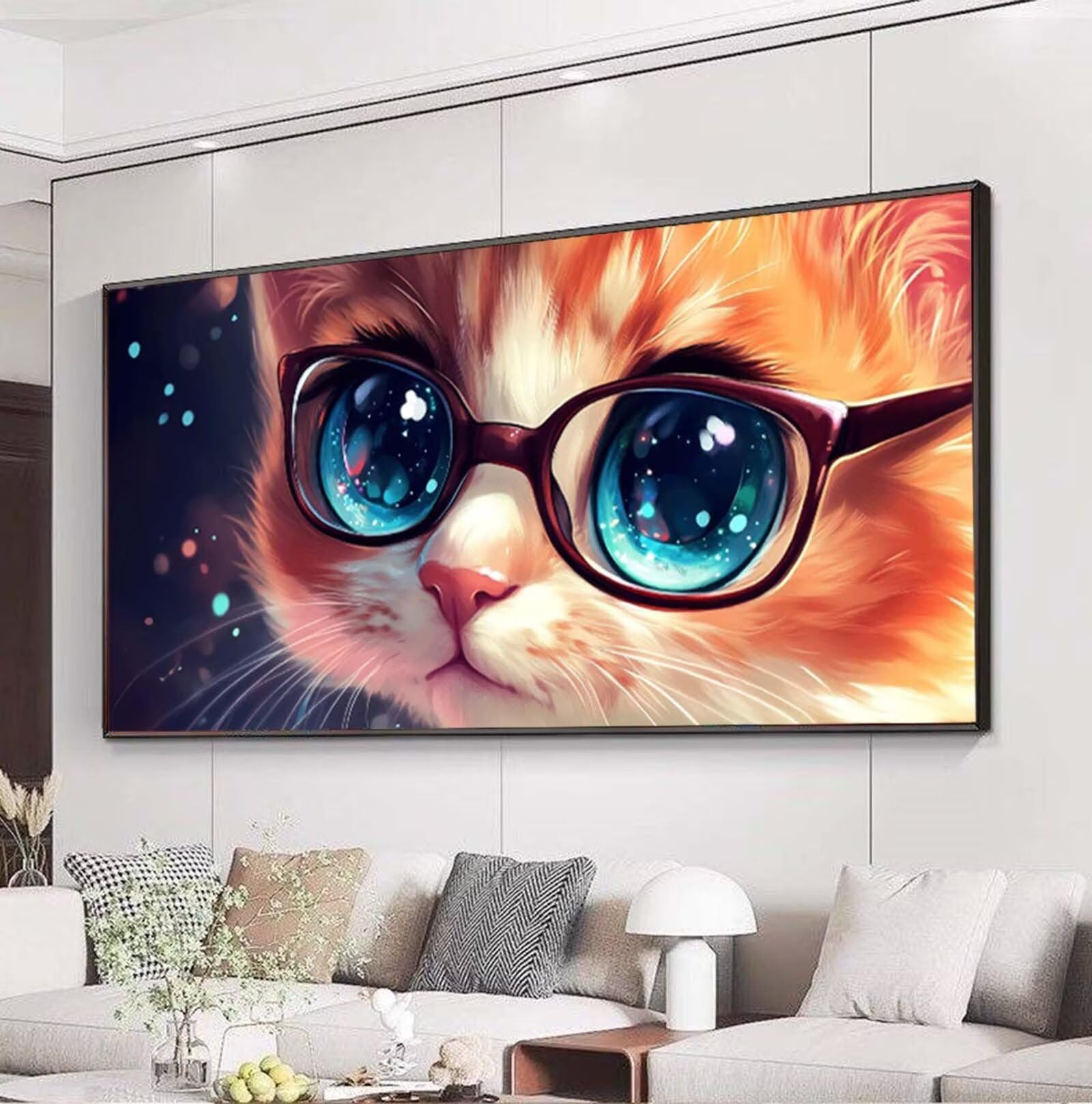 5D Diament Malarstwo Kot Diamentowe malowanie dla dorosłych do dekoracji ścian domu, DIY ścieg krzyżykowy haft diamentowy pełny zestaw zwierząt, diamentowe malowanie dziecko rzemiosło, dekoracja 80 x