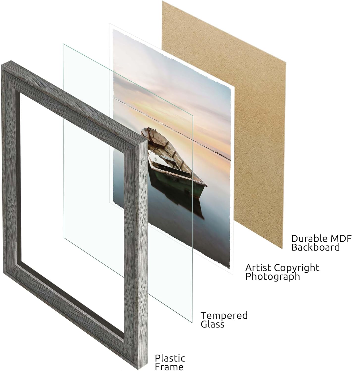 Bedroom Lake Wall Art Decor: Modern Living Room Framed Nature Landscape Picture 6 Piece Mountain Forest Scene Print Vertical Boat Pier Sunrise Scenery Painting Artwork for Home Office