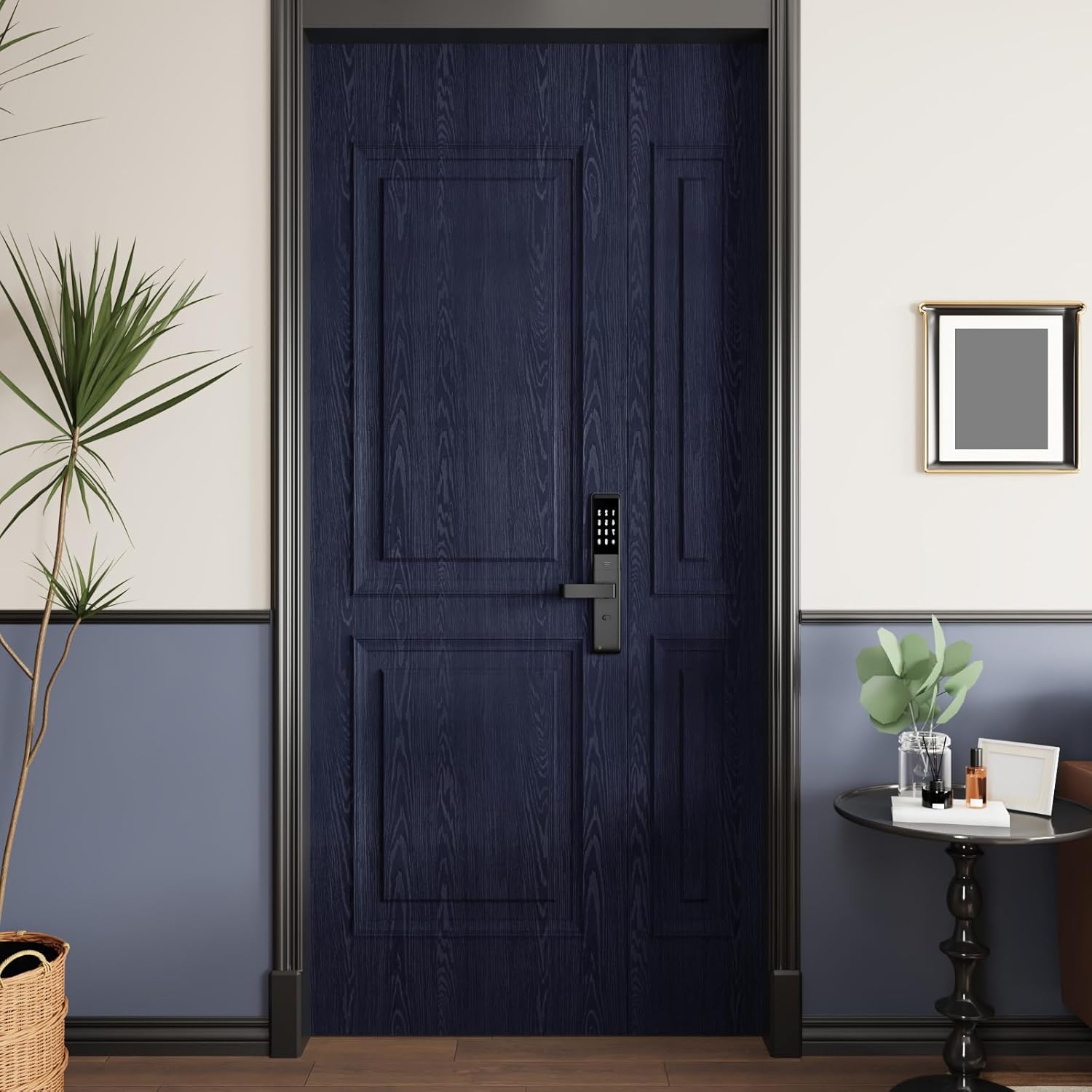 CRE8TIVE Thick Navy Blue Wood Wallpaper Peel and Stick Faux Wood Grain Contact Paper for Cabinets Drawers Waterproof Removable Self Adhesive Blue Contact Paper Vinyl for Bedroom Countertops 12"x80"
