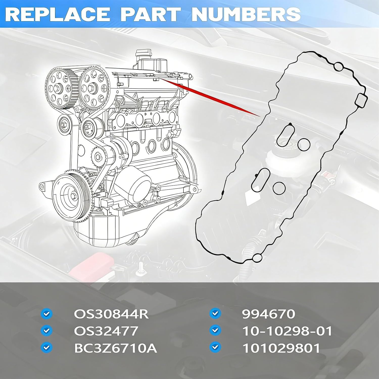 AUCERAMIC OS30844R Engine Oil Pan Gasket Set Fit for 2011-2014 Ford F-250 F-350 F-450 F-550 Super Duty 6.7L V8 OS32477