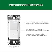 Vista 8 de Lutron Sunnata STCL-153MW-WH, interruptor de luz con atenuación táctil con placa de pared, tecnología avanzada LED+ para LED e incandescente, 3