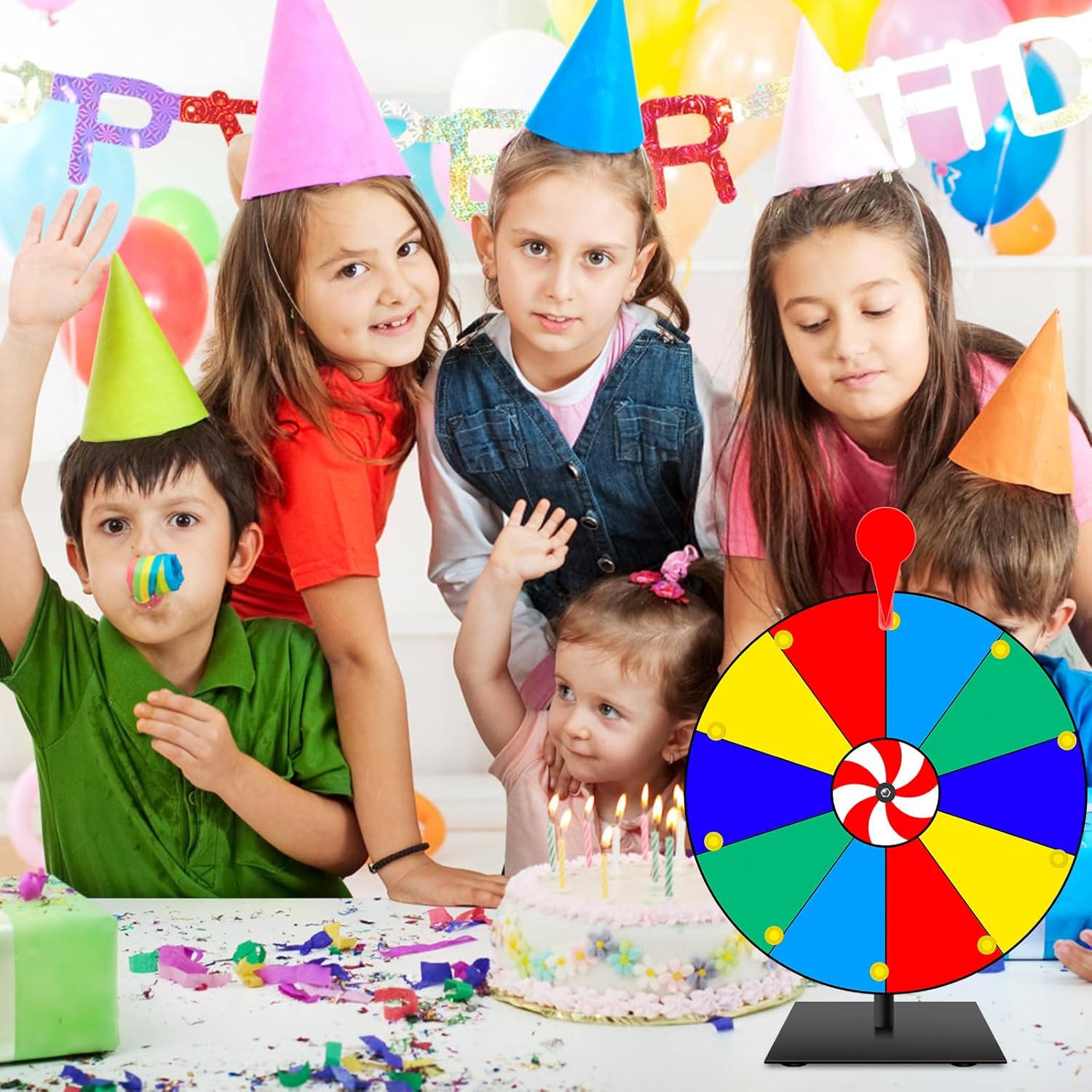 US Prize Wheel Tabletop Rotating Prize Wheel Editable Rotating Wheel 10 Slots Color Spin Wheel Dry Erase Spinner Wheel with Dry Eraser and Marker Pen for Fortune Rotating Game Carnival Prizes