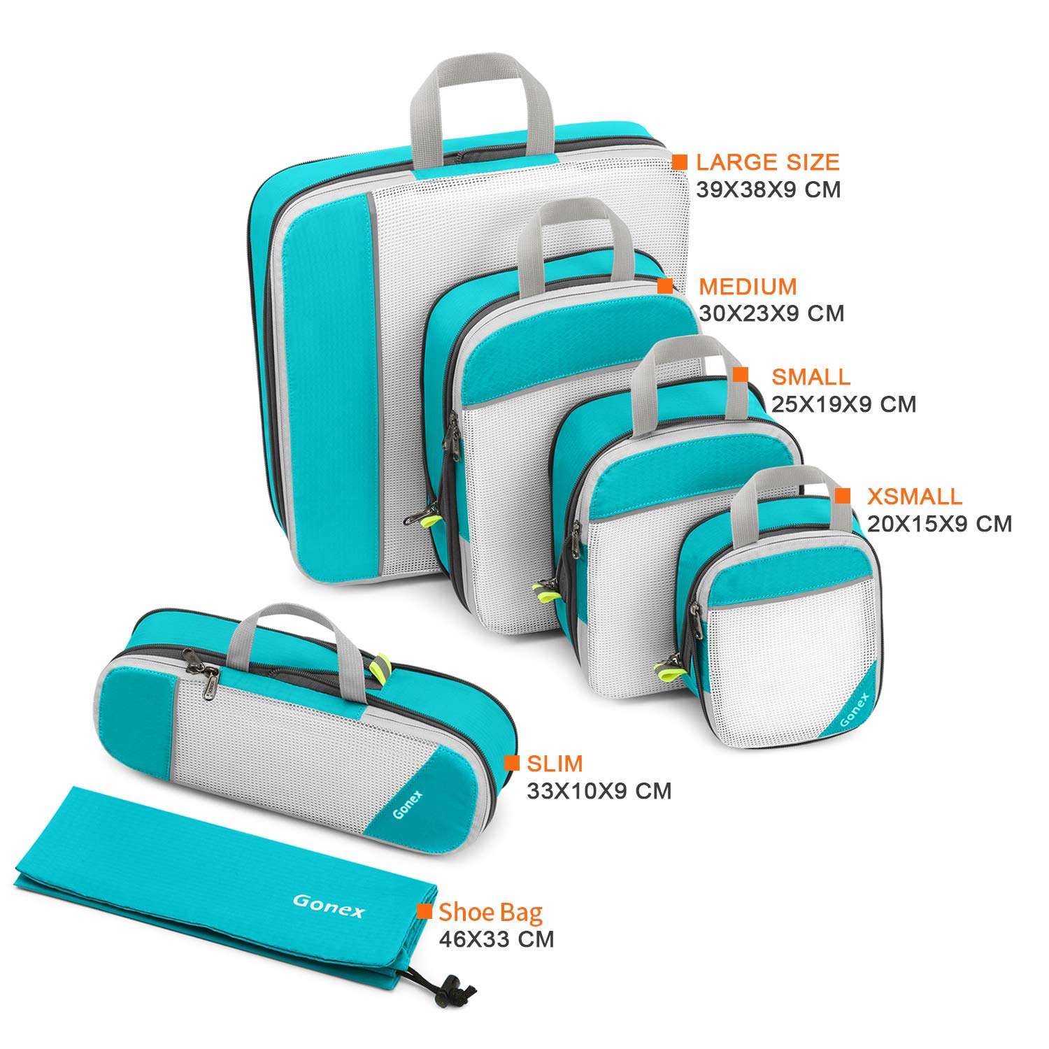 Gonex Borse per bagagli robuste e resistenti Possono essere utilizzate come borse per abiti 6-pezzi 6 pezzi, blu