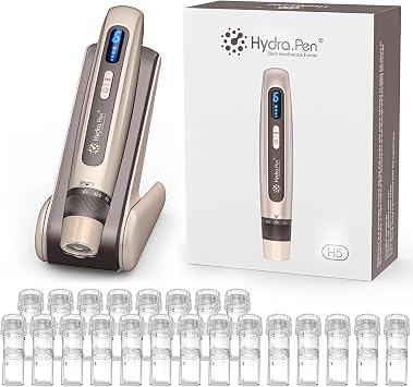 Hydra.pen H5 Professional Microneedling Pen, Wireless Essence Serum Applicator with EMS Microcurrent & LED Display, Microneedle Machine for Skin Care Wrinkle Reduction Acne Scar Hair Loss Treat, Gold