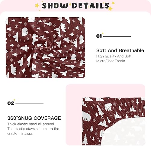 Miniatura 4 de Bear in Forest - Sábanas para cuna, sábanas ajustables elásticas para cuna para niños y niñas, sábana unisex acogedora para cuna de bebé, 27 x 39 x