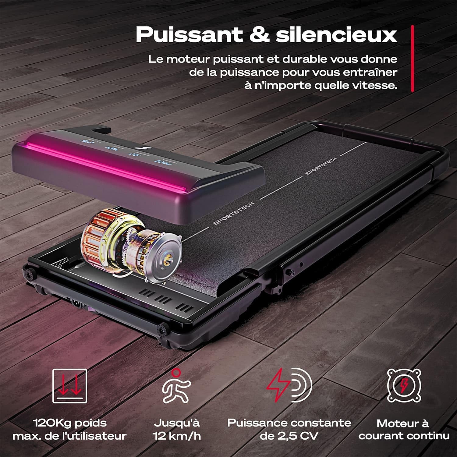 Sportstech Tapis de Course Walking Pad pour la Maison et Le Bureau, avec Inclinaison Manuelle, Walking Pad & Treadmill, télécommande, Compact, Silencieux, Swalk Lite/Swalk Lite Plus