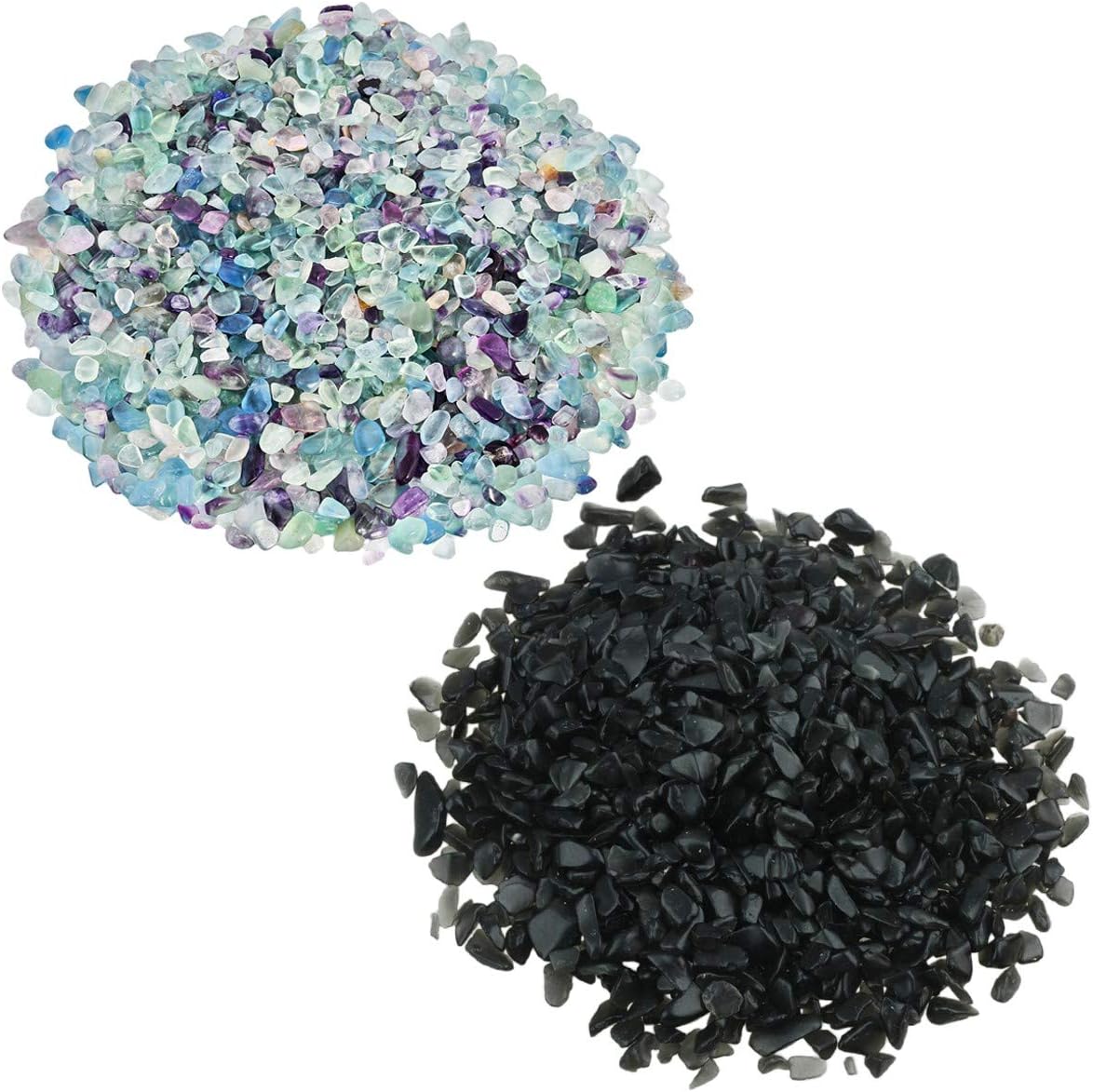 SUNYIK Black Tourmaline Tumbled Chips Stone Crushed Crystal Quartz Pieces Irregular Shaped Stones 1pound(about 460 gram)