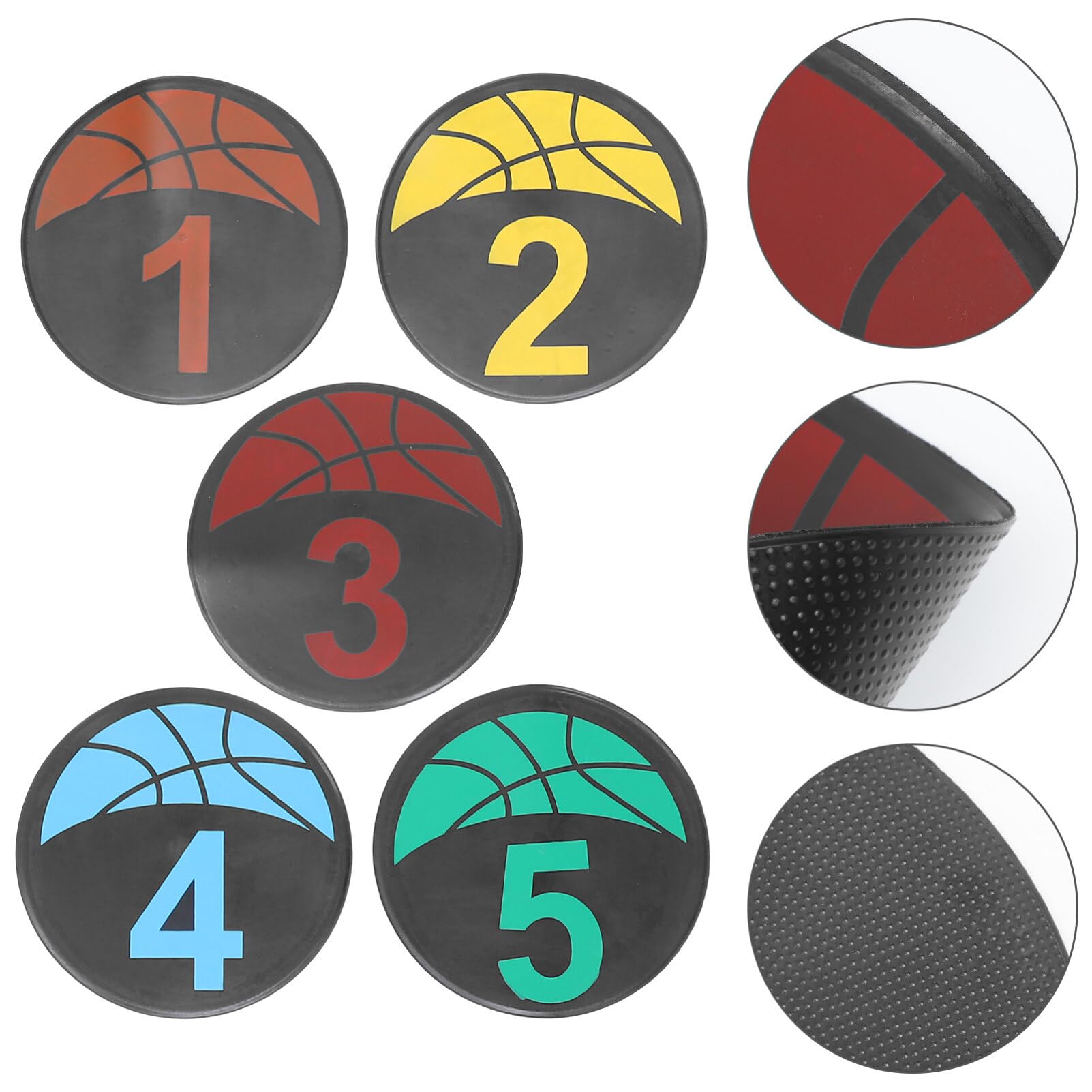 Milisten Basketball-Trainingsausrüstung Trainingsmarkierungen Basketball-Trainingspunkte 5 Bodenmarkierungen Flache Scheibenmarkierungen Runde Flache Zahlenpunkte Für Jugend- Und