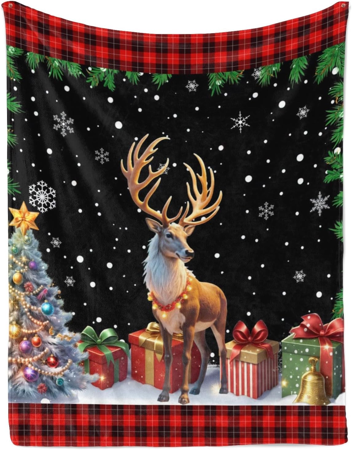 Christmas Reindeer Blanket, Ultra Soft Flannel Throw Blanket for Home Living Room Couch Bed Chair, 50" x 40"