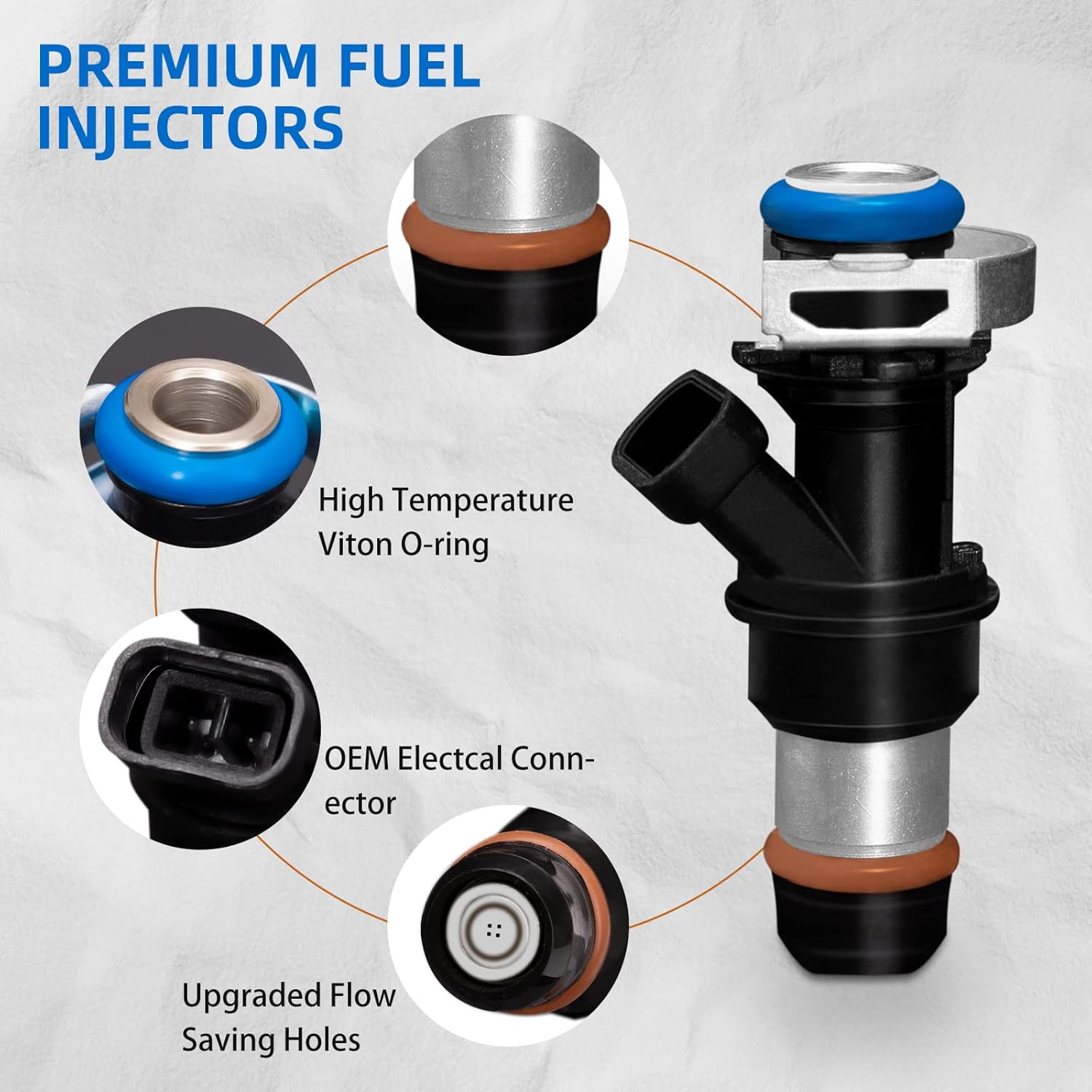 Fuel Injector 4 Holes 8Pcs - 4.8L 5.3L 6.0L Engine - fit for 2001-2007 Chevy Silverado Suburban Tahoe GMC Sierra Yukon Cadillac Escalade & More - Replace# 17113698, 17113553, 25317628,FJ315, FJ10062