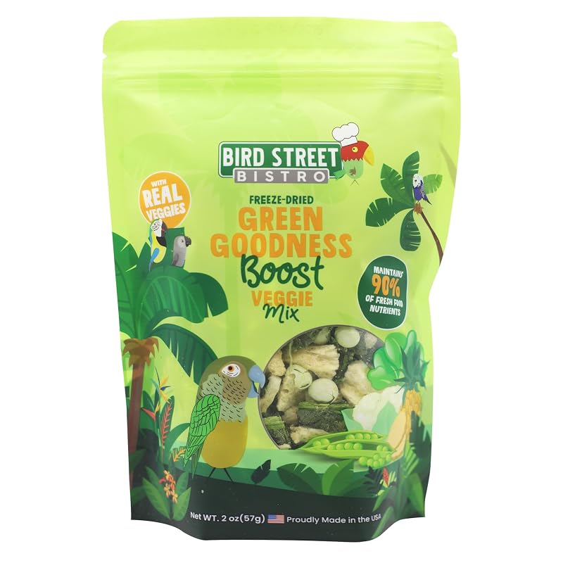 Petisco para aves com vegetais liofilizados Bird Street Bistro Green Goodness, 56 g