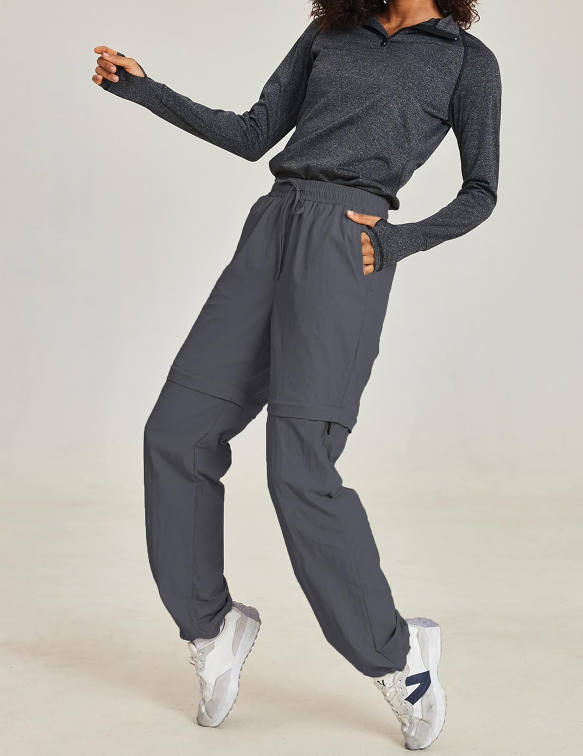 PINSPARK Women's Hiking Zip Off Pants Waterproof Convertible Shorts Lightweight for Camping Sweatpants with Pockets - Image 3