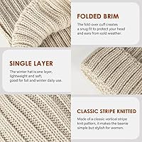 Vista 6 de SENPUKI Gorros de punto de invierno para mujer, gorro grueso para la nieve