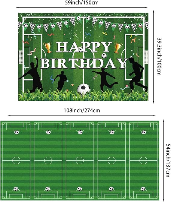 Soccer Birthday Party Decorations,Soccer Party Decorations,Soccer Decorations For Party,Include Balloon arch,Backdrop, Cake Toppers,Tableware, Tablecloth