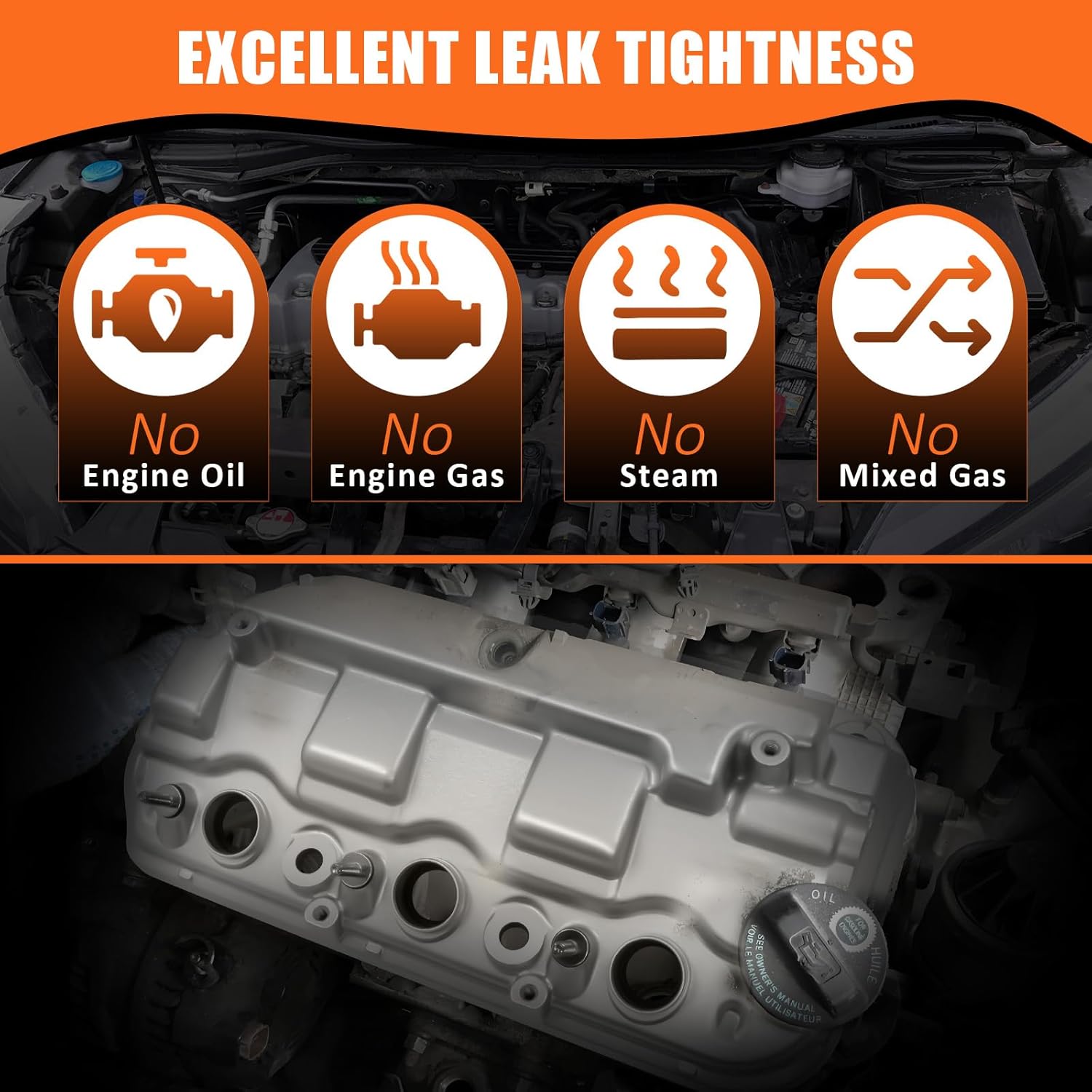 264-491 Aluminium Front Engine Cylinder Valve Cover Fit for 2008-2012 Honda Accord 2008-2017 Odyssey 2009-2015 Pilot 2009-2014 Ridgeline 2012-2015 Acura TL RDX 3.5L, 12310-R70-A10, 12310-R70-A00
