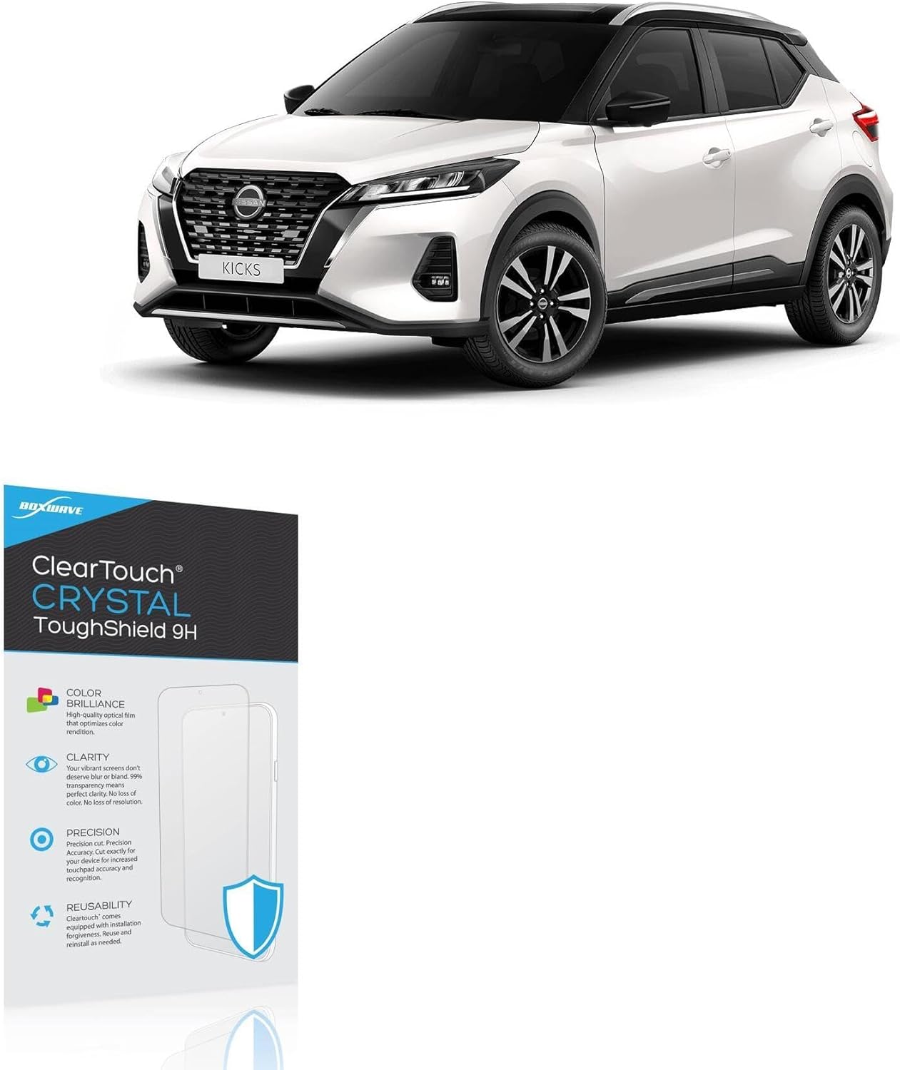 BoxWave Screen Protector Compatible With Nissan 2024 Kicks Dashboard Display (7 in) - ClearTouch Crystal ToughShield 9H (2-Pack), Clear 9H Tough Flexible Film Screen Protector