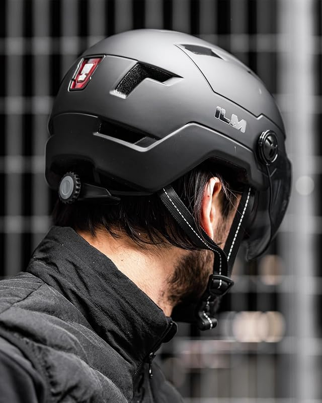 Cască de bicicletă cu LED ILM pentru adulți, unisex, cu iluminare față și spate reîncărcabilă prin USB, pentru trotinetă E3 10L și bicicletă