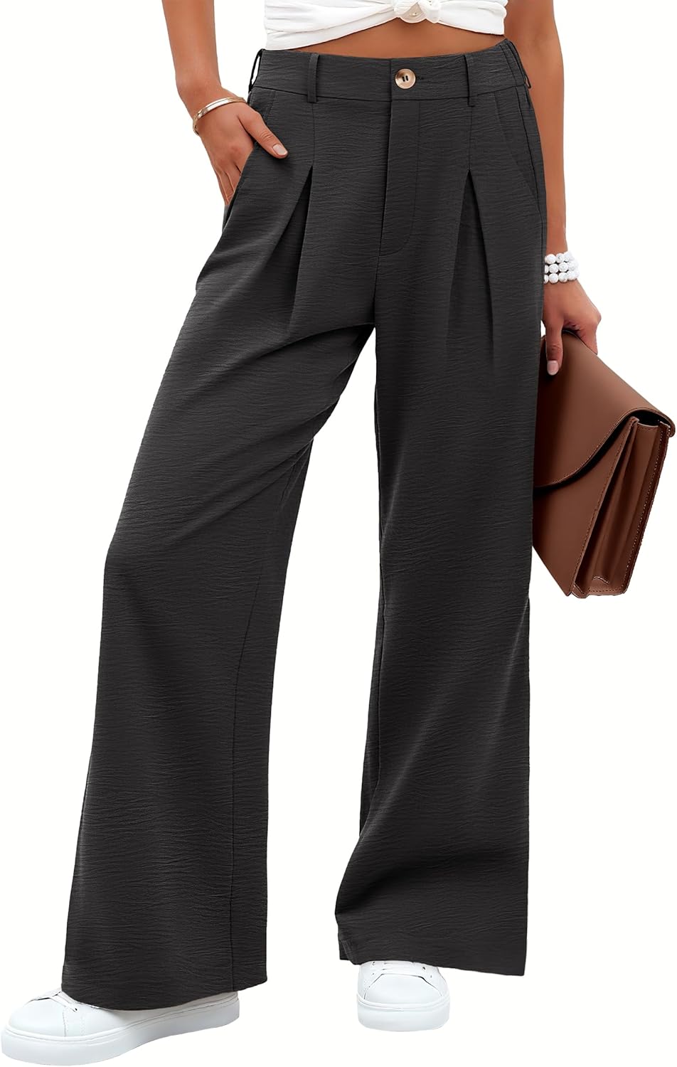 ANRABESS Women Wide Leg Dress Pants Lightweight High Waisted Business Casual Trousers Dressy Office Work Palazzo Pants Slacks