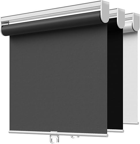 Miniatura 20 de Persianas Enrollables Inalámbricas Opacas para Ventanas que Oscurecen la Habitación con Sistema de Resorte, Protección UV, Persianas de Ventana y