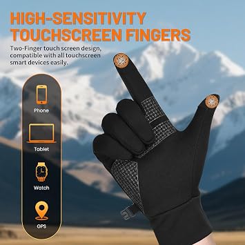 Thermal Winter Gloves for Men Women, Anti-Slip Touch Screen Liner Gloves for Running, Walking, Riding, Driving and Cycling