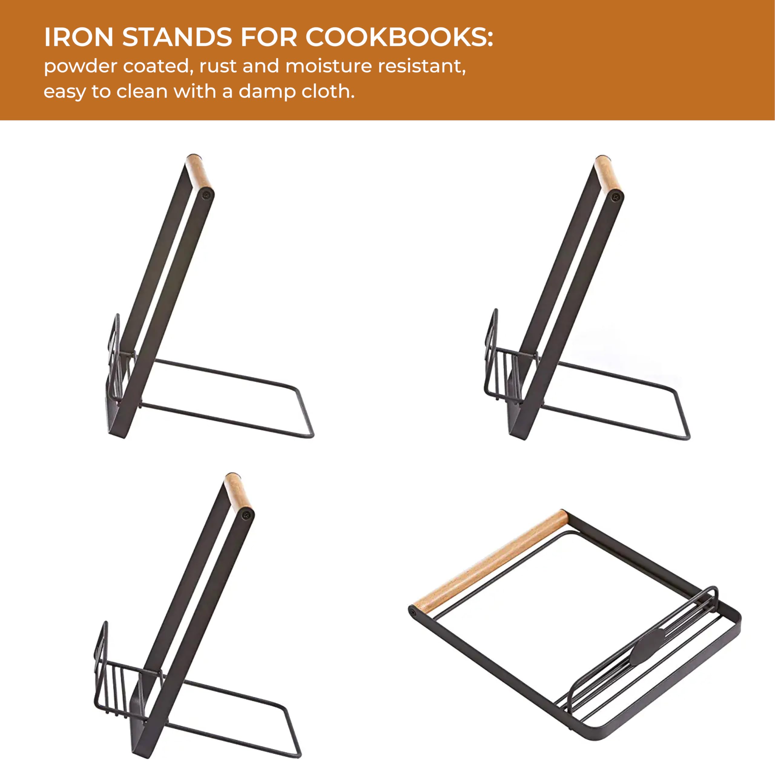 Support De Livre De Cuisine En Bois Regal Trunk & Co. – Style Ferme Rustique, Pour Recettes, Tablettes Et Décor Support Livre Recettes Style Ferme Rustique