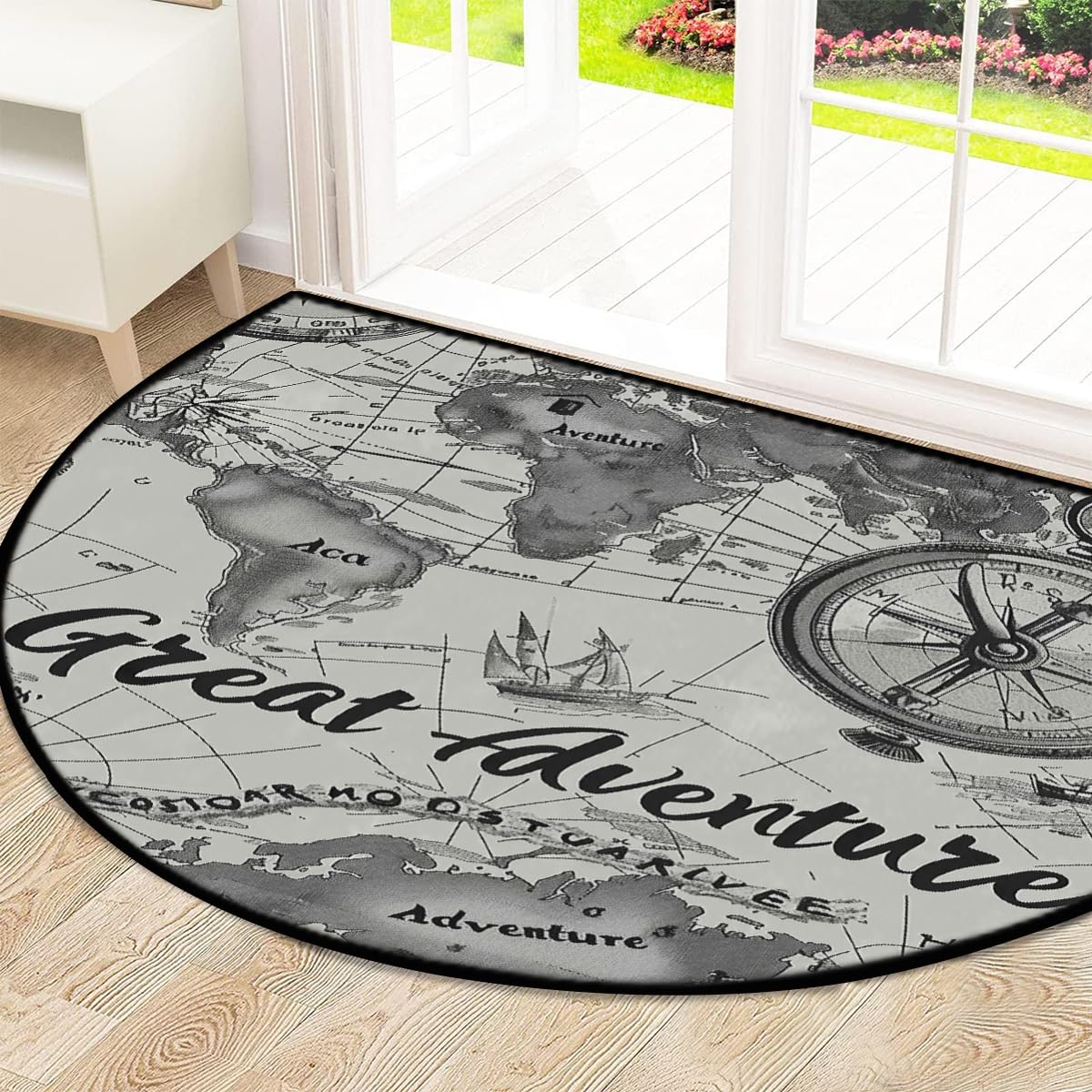 Mexpekil Adventure - Paillasson demi-lune pour intérieur et extérieur - Antidérapant - Lavable - Attrape la saleté - 100 x 160 cm
