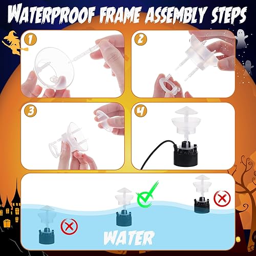 Miniatura 5 de 2 unidades de caldero inflable de Halloween con fabricante de niebla ultrasónica LED y cinta de conductos de 22 x 18 pulgadas, caldero de bruja,