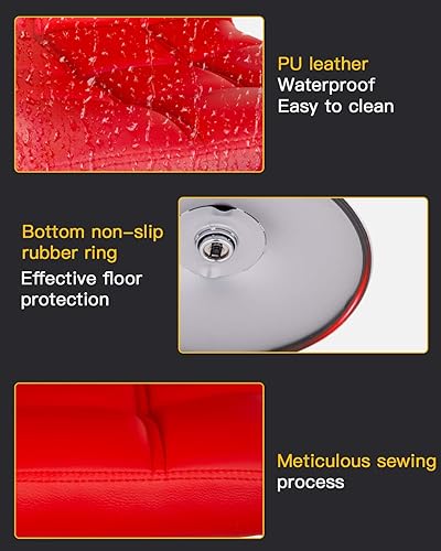 Miniatura 7 de BestOffice Taburete de bar moderno, juego de 2 taburetes de bar de altura ajustable, taburete giratorio de piel sintética, sillas de bar hidráulicas