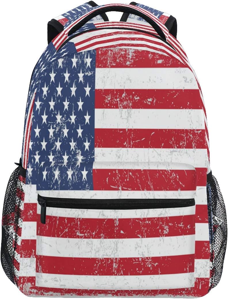 Vintage American Flag Backpack for Boys Girls Teens, College Backpack School Bag Lightweight Bookbag Travel Laptop Casual Daypack
