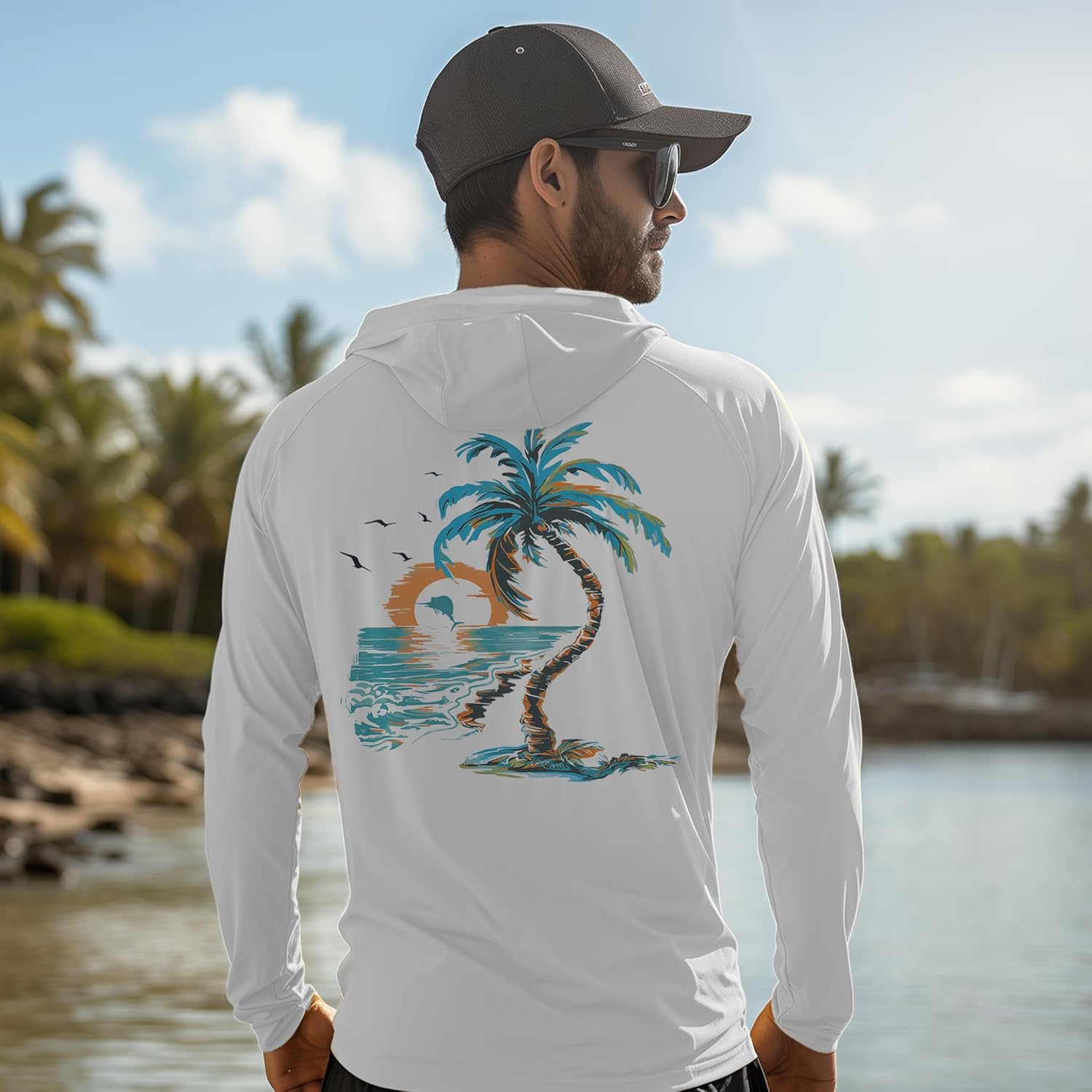 Palmyth Fishing Hoodie for Men Long Sleeve Sun Protection UV UPF 50+ Shirts
