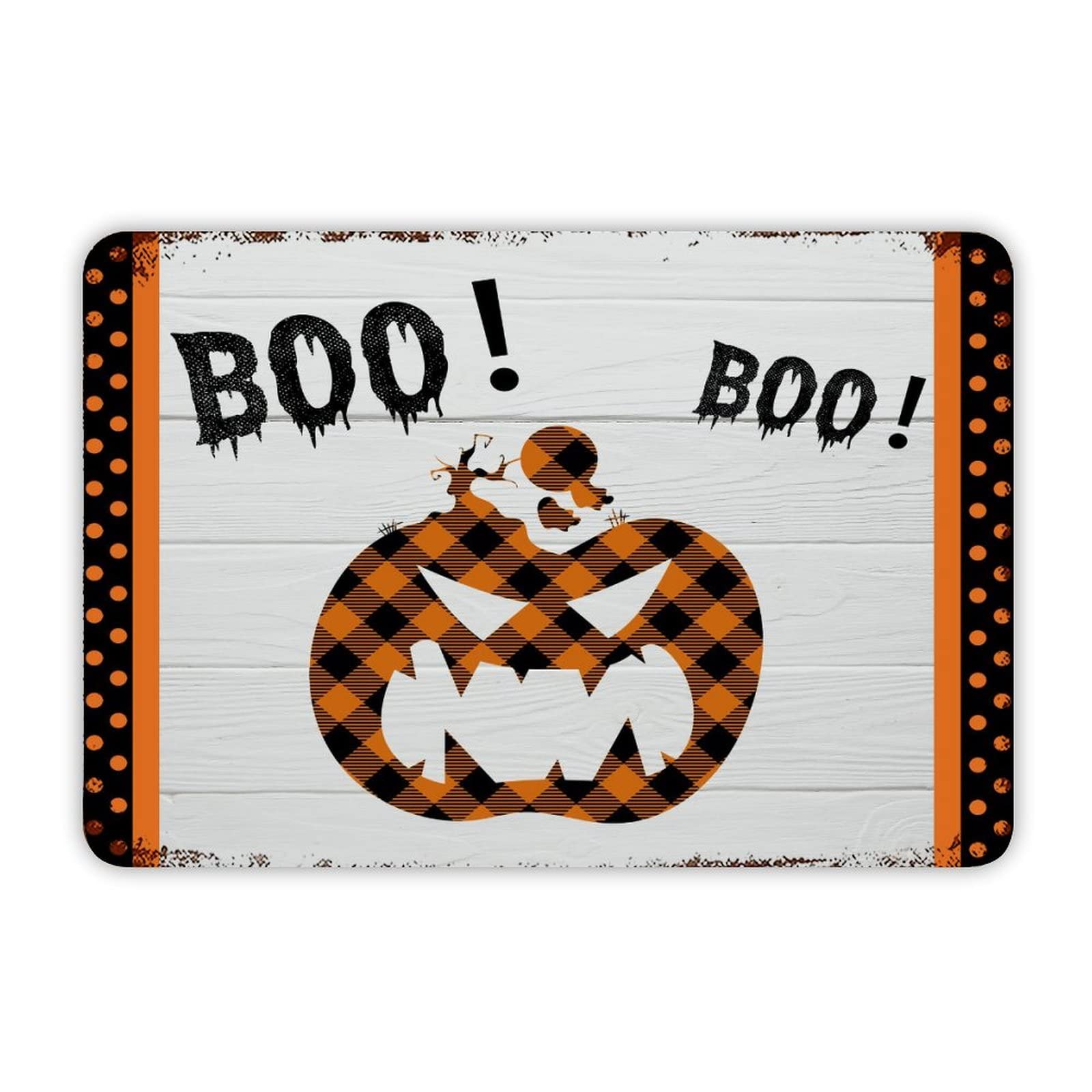 ENEDNATE Farmhouse Rustic Aluminum Sign Boo! Boo! Happy Halloween Pumpkin Metal Sign Retro Aluminum Tin Sign for Kitchen Bedroom Living Room Wall Art Door Hanger Home Decor Sign 8x12 Inch