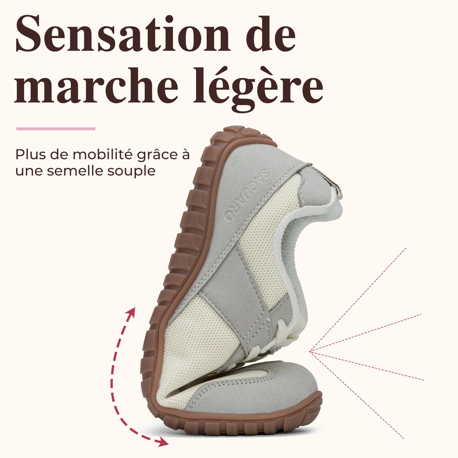 SAGUARO Chaussures Minimalistes Barefoot Femme Baskets Pieds Nus à Bout Large pour Marche, Fitness, GR. 35-43