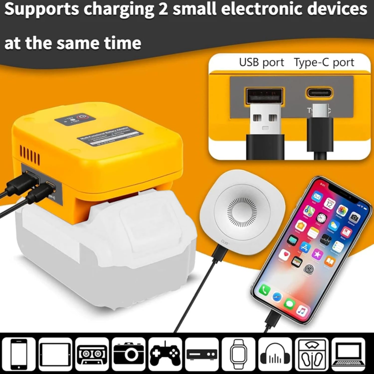 for Power Wheel Battery Adapter for Dewalt 20V Max Battery, 20V to 12V Step-Down Power Converter with USB & Type C, DC 12V 10A 120W Buck Converter Regulator for RC Car,DIY Projects