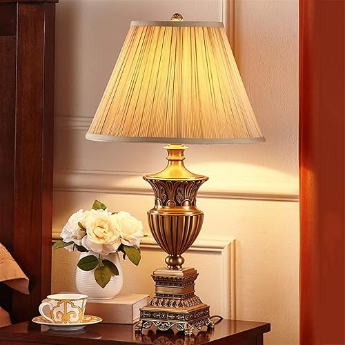 Miniatura 5 de Lámpara de escritorio de 27.95 pulgadas, lámpara de mesa de lujo, lámpara de mesa de metal para dormitorio, sala de estar, oficina, lámpara