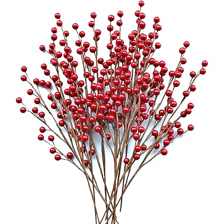 30 Stück Rote Beeren Deko - 26cm Künstliche Beerenzweige Für Weihnachtsdekoration