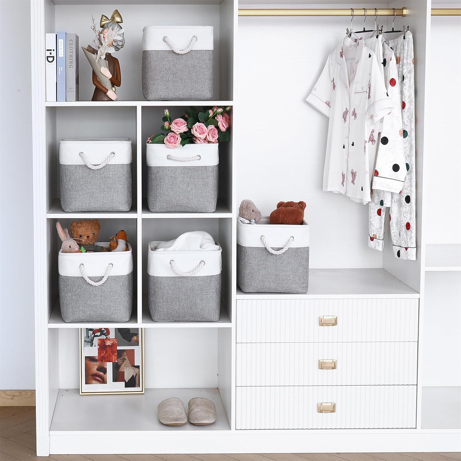 11x11 Inch Cube Storage Bins - Pack of 6 | Space-Saving Collapsible Baskets for Home and Office Use