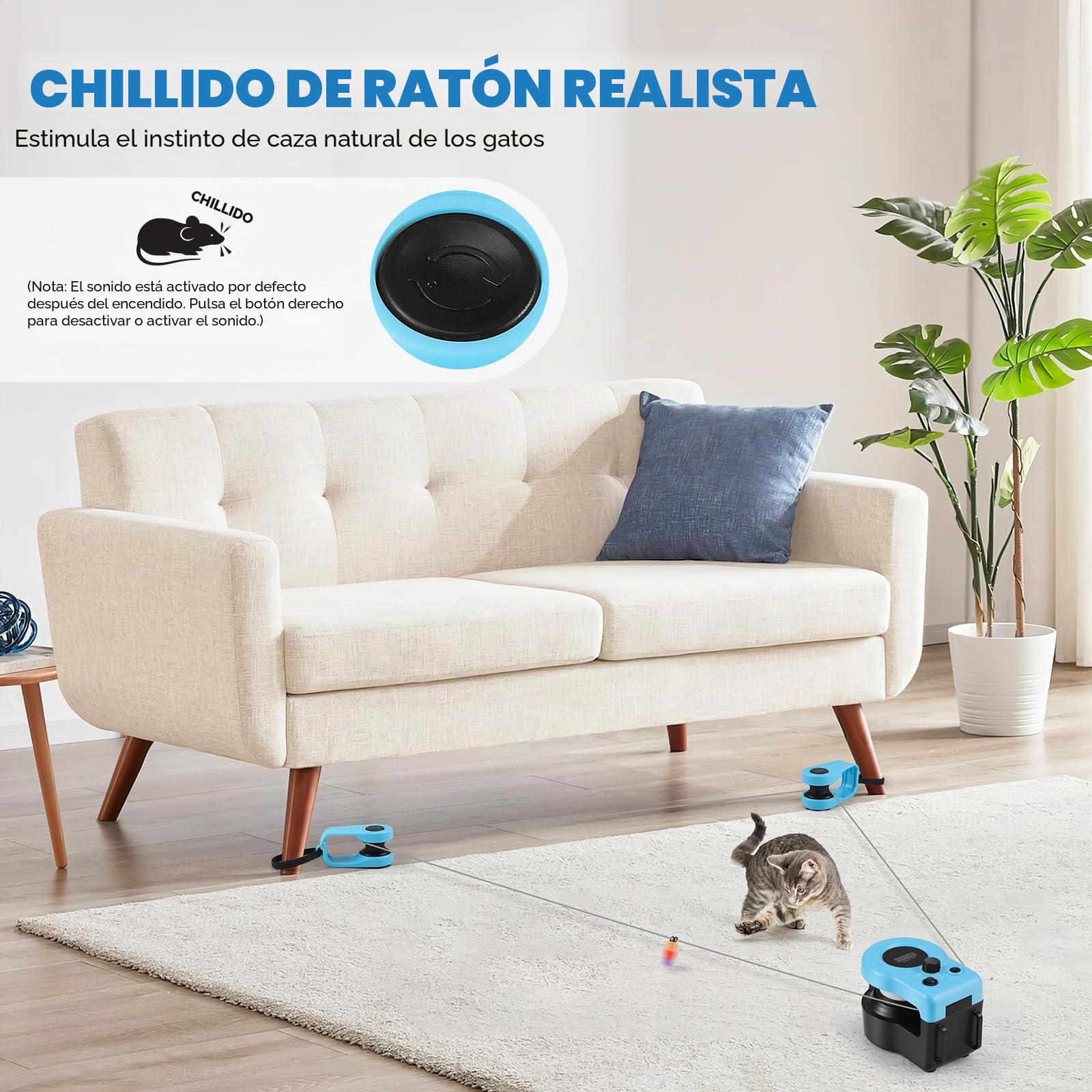 Juguete para Gatos para Interiores, Nueva Cinta de Correr para Gatitos, Control Automático/Remoto, Velocidad Ajustable, Juego de Persecución y Ruta de Carrera con Diseño DIY
