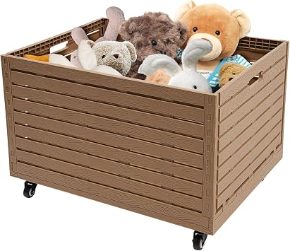 Foldable Storage Bin 82x60x46cm Rolling Crate with Wheels and 440lbs Capacity for Travel Shopping