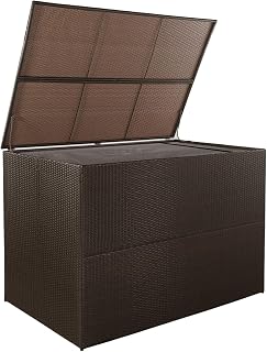 Festnight Rattan Garden Storage Box, Waterproof Outdoor Garden Storage Box, Large Garden Storage Furniture, Brown 150x100x100 cm