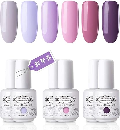 Amazon Perfect Summer ジェルネイル カラージェル 6色セット ポリッシュタイプ Uv Led対応 パープル Perfect Summer ビューティー 通販