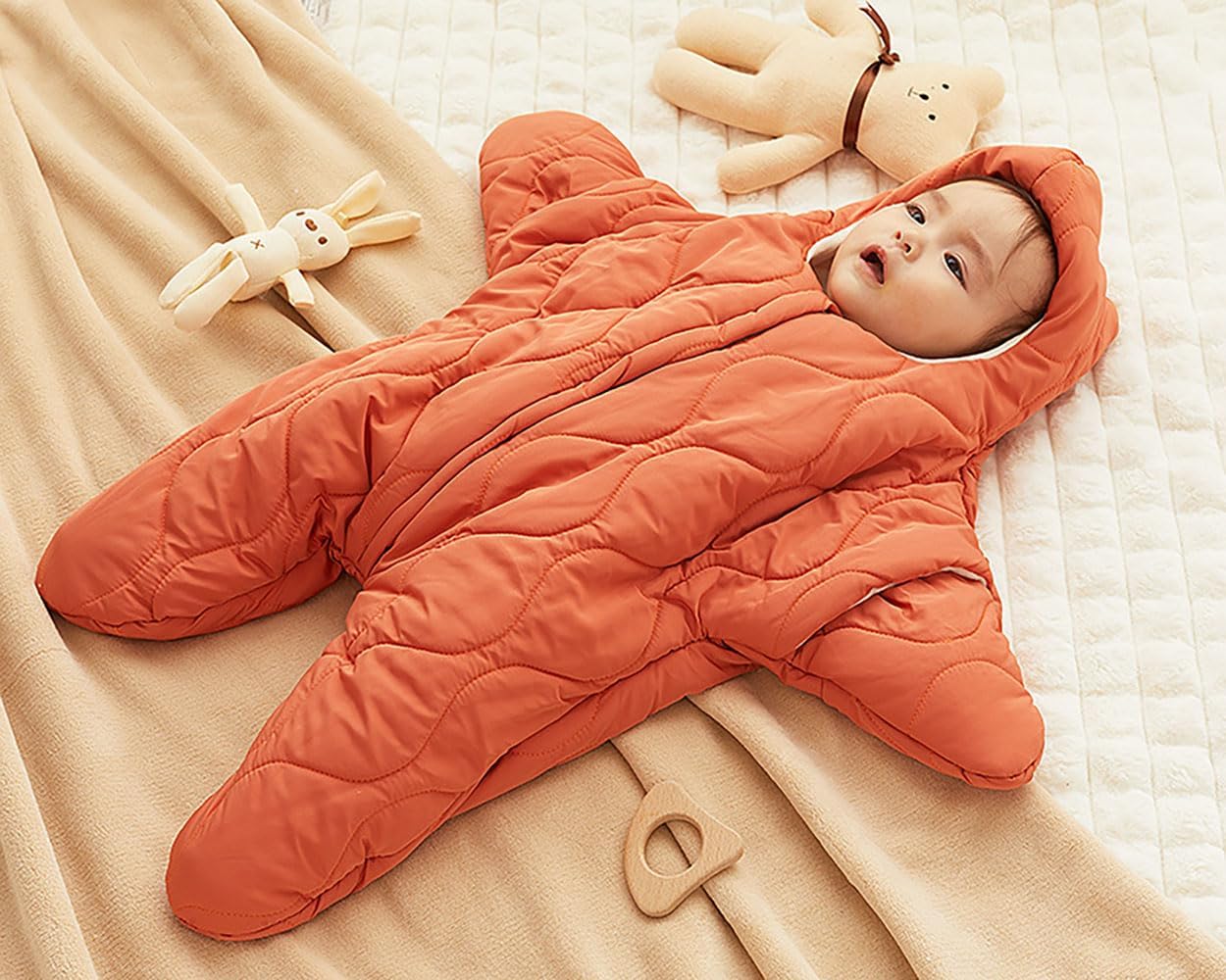 Baby Starfish Onesie, Thick Fleece Wearable Starfish Onesie for Baby Sleeping Bag Boy Girl Winter