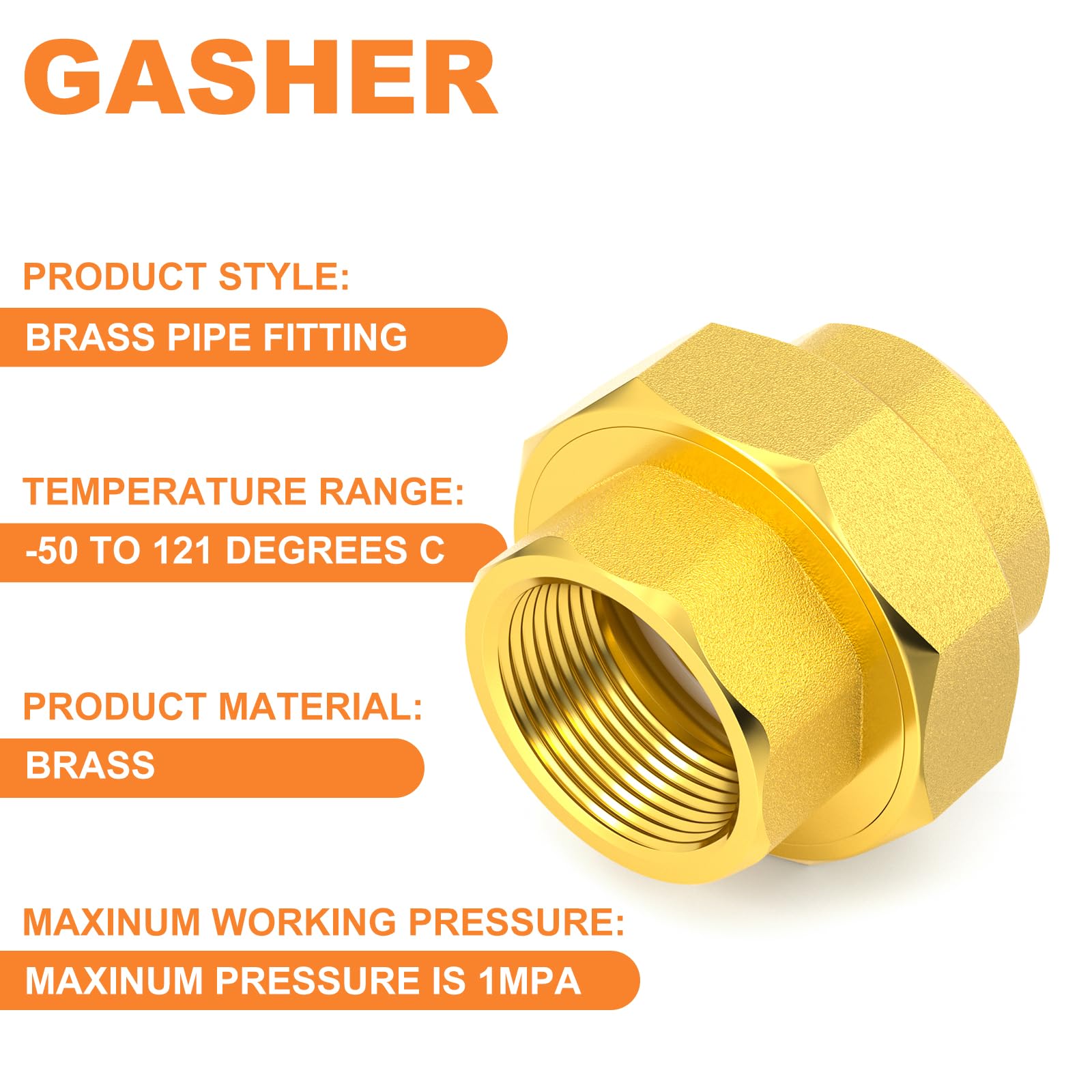 Gasher 1 pieces laiton Pipe Fitting, raccord union laiton 1" femelle Pipe Fitting, pour connecter et rallonger