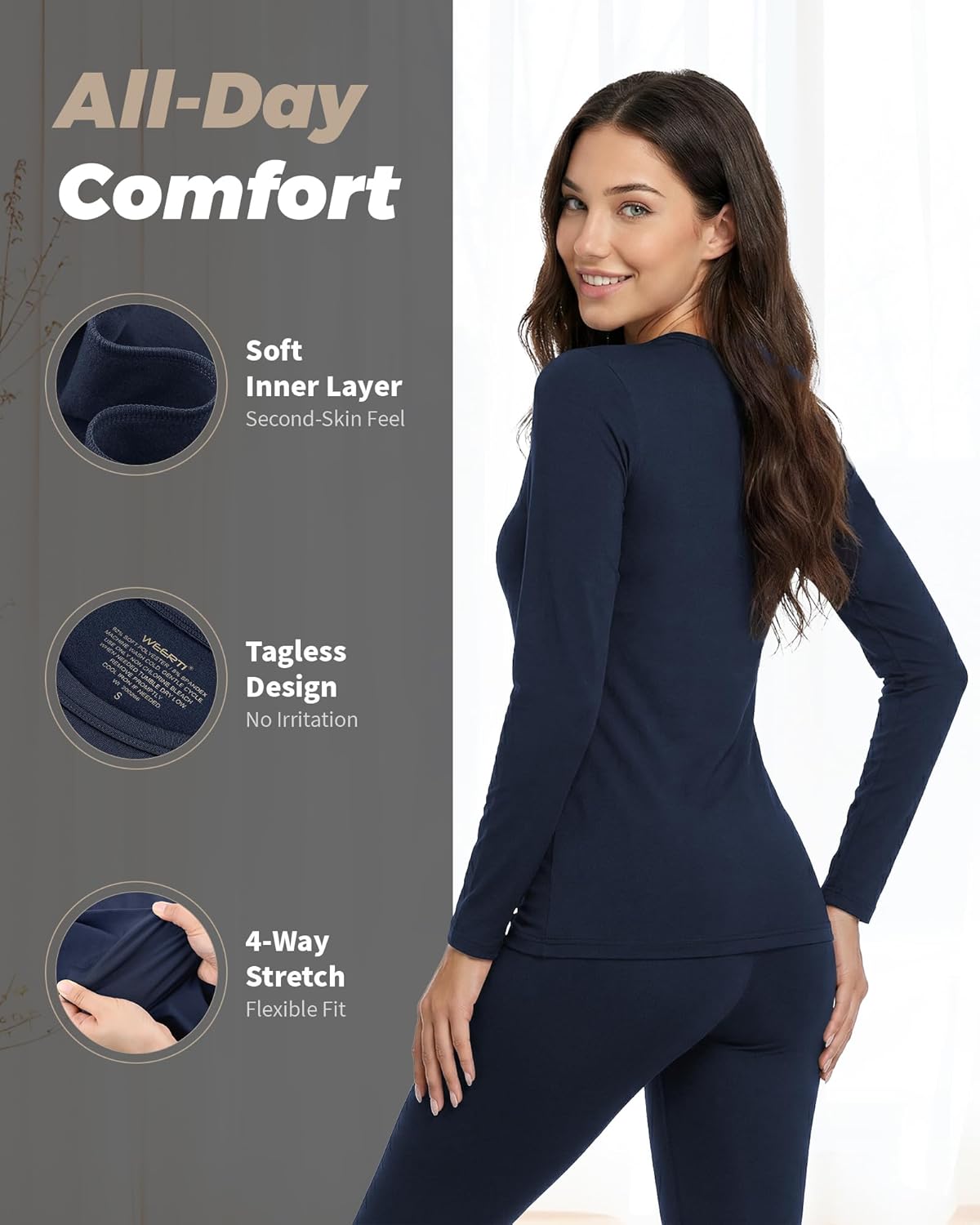 WEERTI Thermal Underwear for Women Long Johns with Fleece Lined Base Layer Women Cold Weather Top Bottom - Image 2