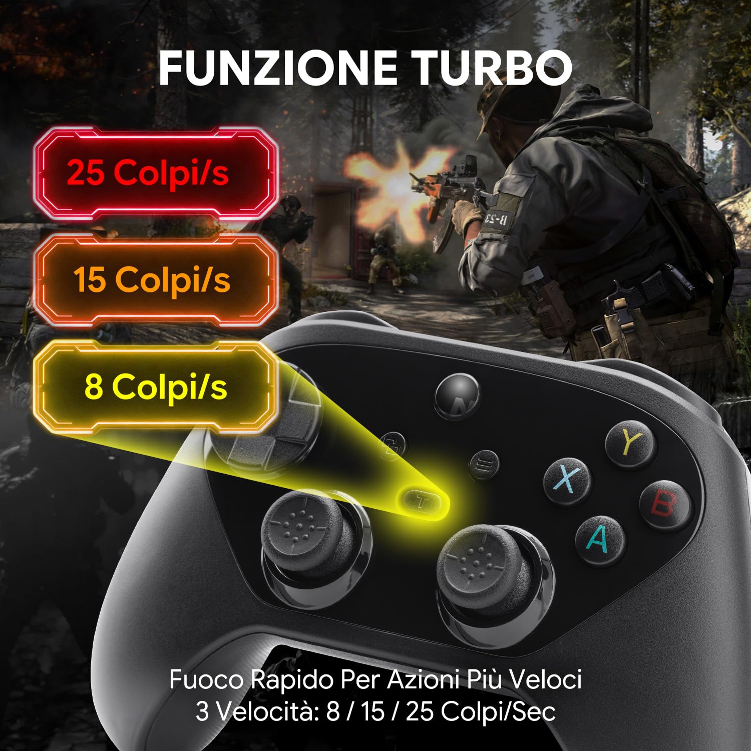 NITHO KARMA Controller Wireless Compatibile con Switch, Switch 2, PC Windows, Android e iOS, Gamepad con Hall Effect, Pulsanti Programmabili, Giroscopio 6 Assi, Turbo e Doppia Vibrazione - Nero