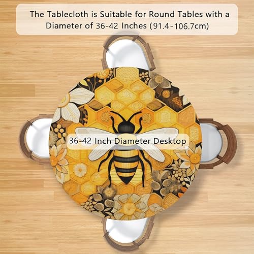 Vista 139 de Mantel redondo ajustable con borde elástico, mantel de hojas coloridas abstractas, impermeable, lavable, para mesas redondas, ideal para picnic