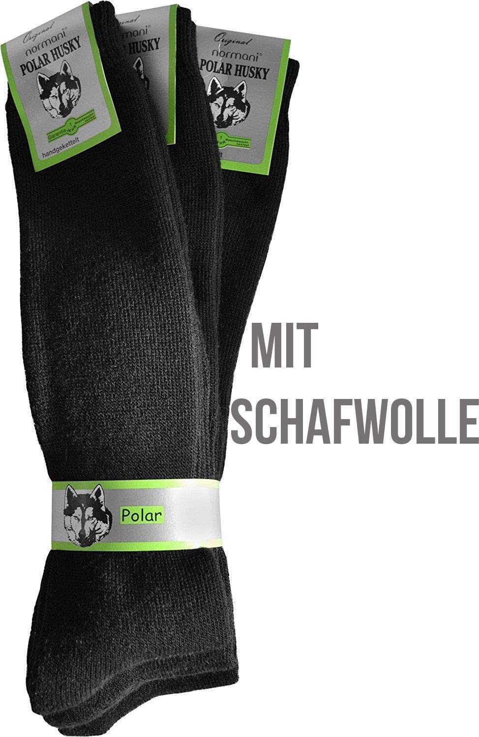 Polar Husky 6 Paar Super Warme Thermo Socken! Vollplüsch/Perfekt geeignet für Stiefel Farbe Kniestrümpfe Schwarz Größe 39/42