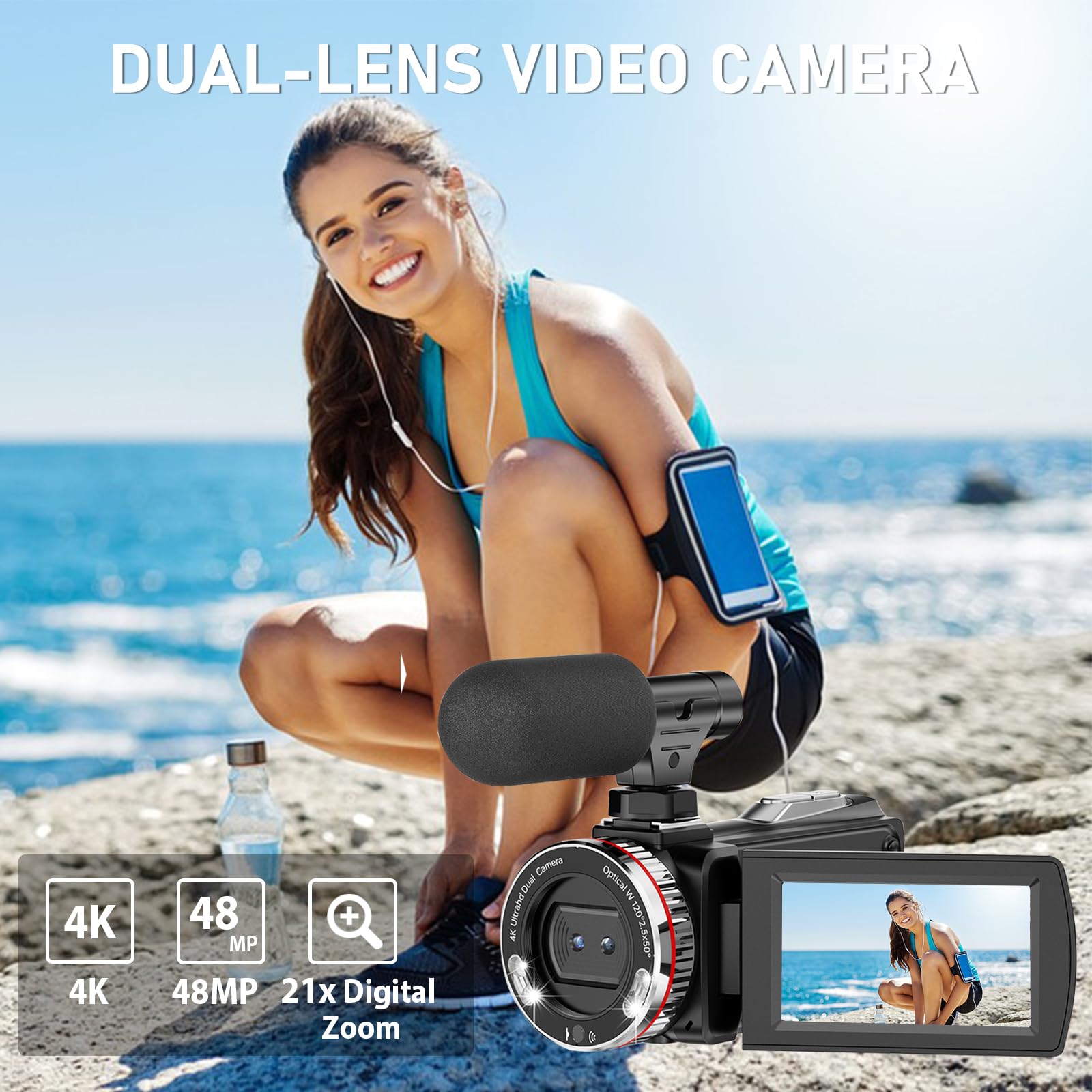 4K 60FPS Vlogging Camera 21X Zoom Cavo HDMI - Dettaglio